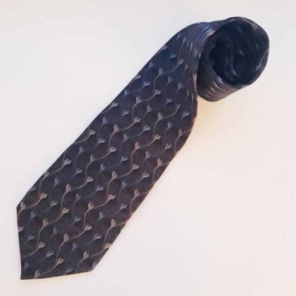 Geoffrey Beene Silk Tie Gray Blue Tan Tulips - Picture 1 of 6